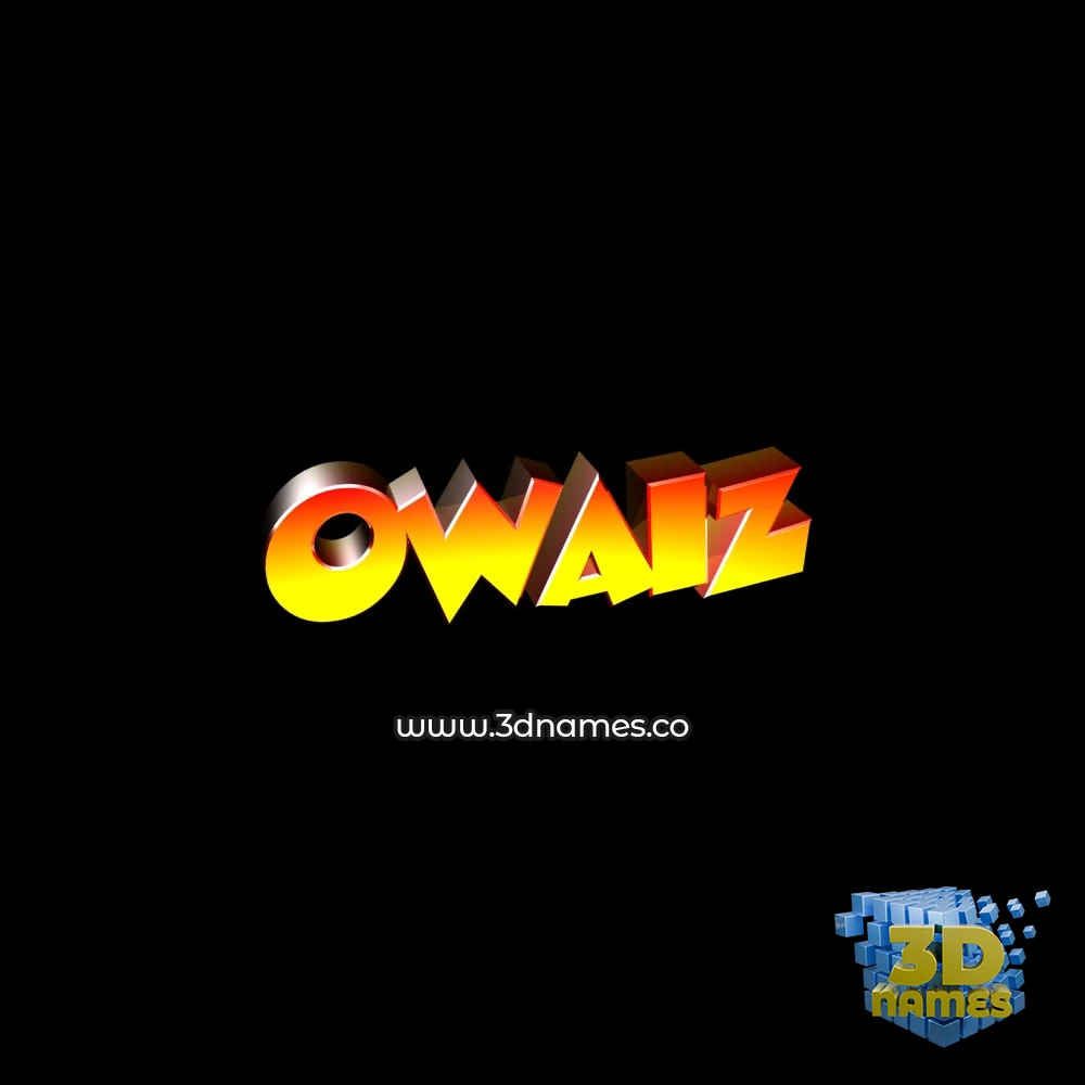 owaiz in Black Background style - 3D name wallpaper