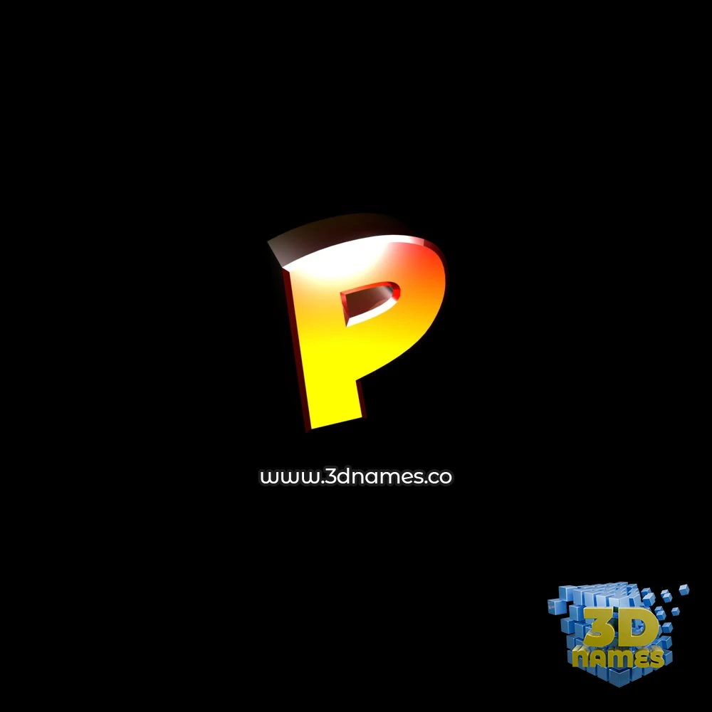 p in Black Background style - 3D name wallpaper