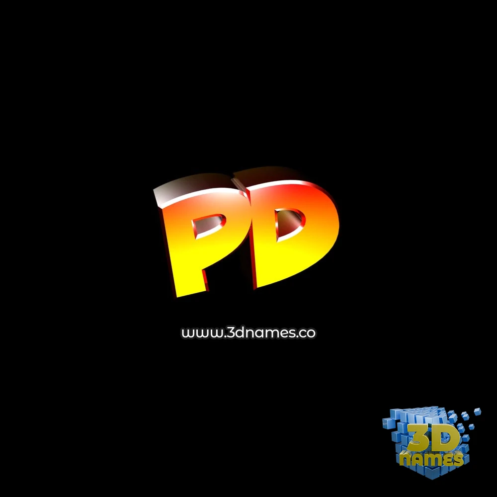 pd in Black Background style - 3D name wallpaper
