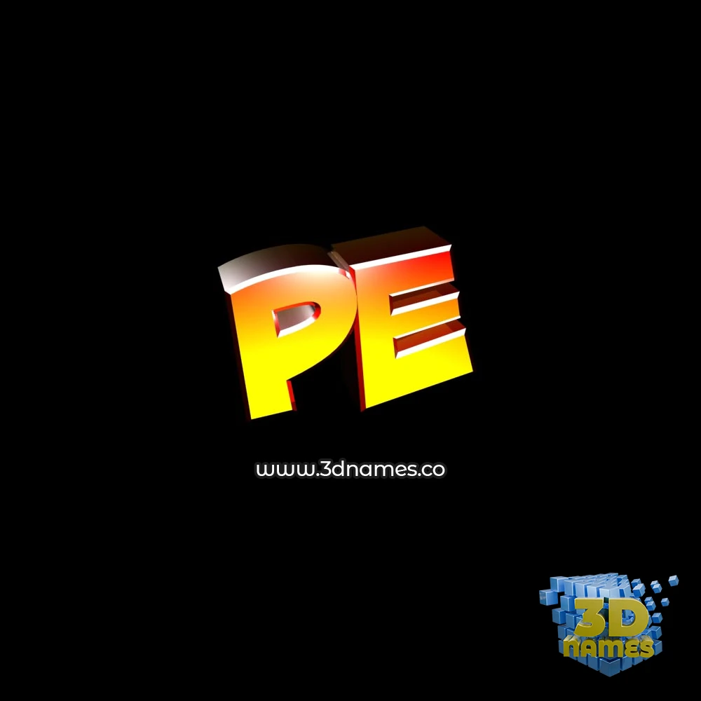 pe in Black Background style - 3D name wallpaper