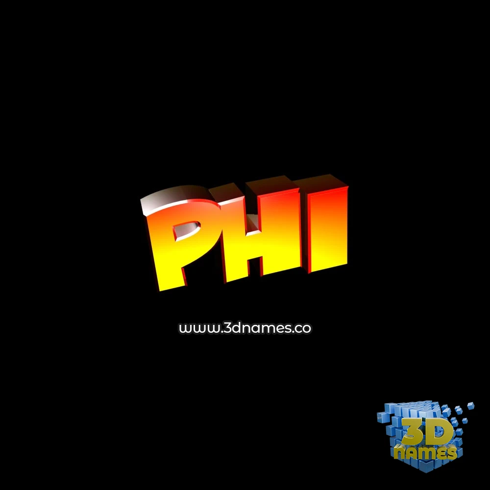 phi in Black Background style - 3D name wallpaper