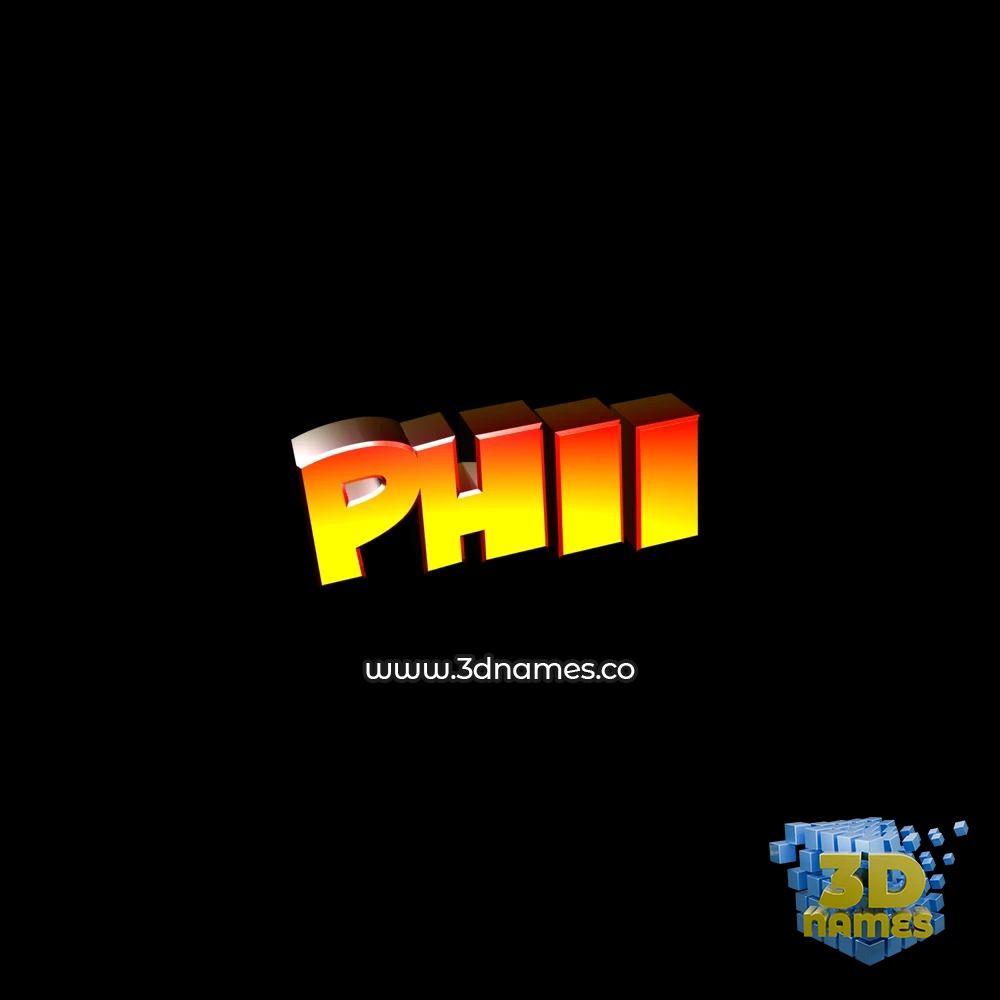 phii in Black Background style - 3D name wallpaper