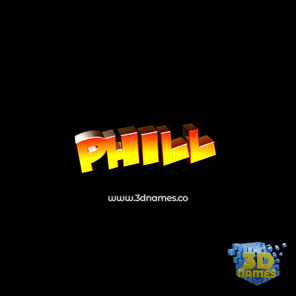 phill in Black Background style - 3D name wallpaper