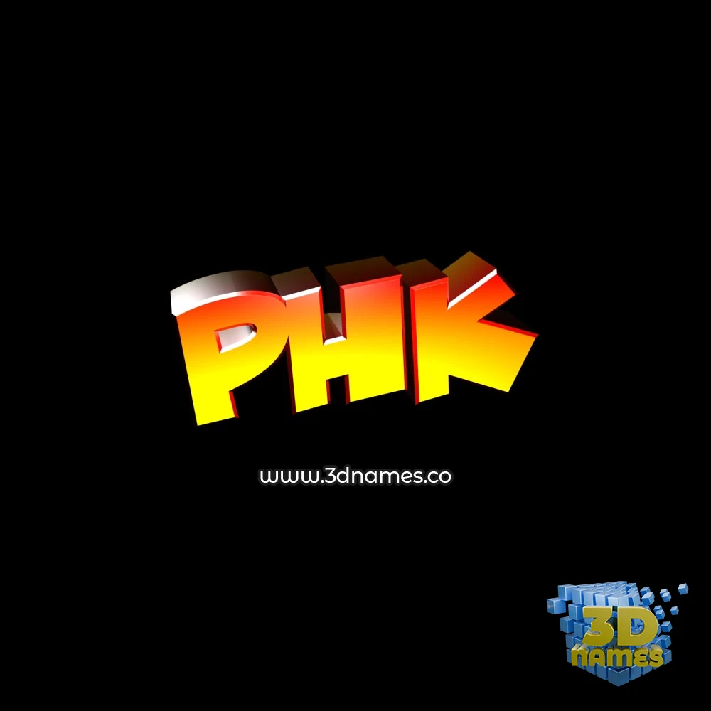 phk in Black Background style - 3D name wallpaper