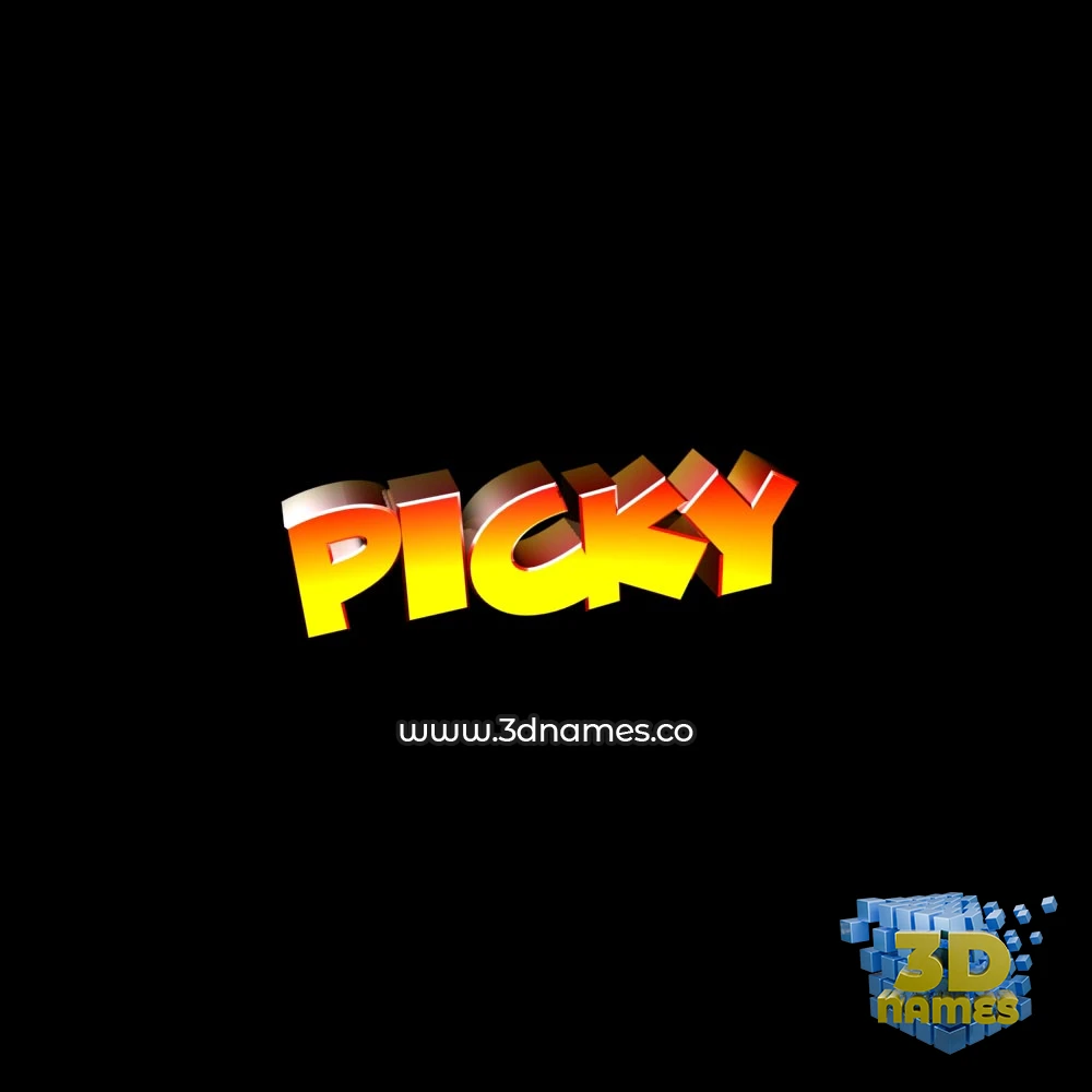 picky in Black Background style - 3D name wallpaper