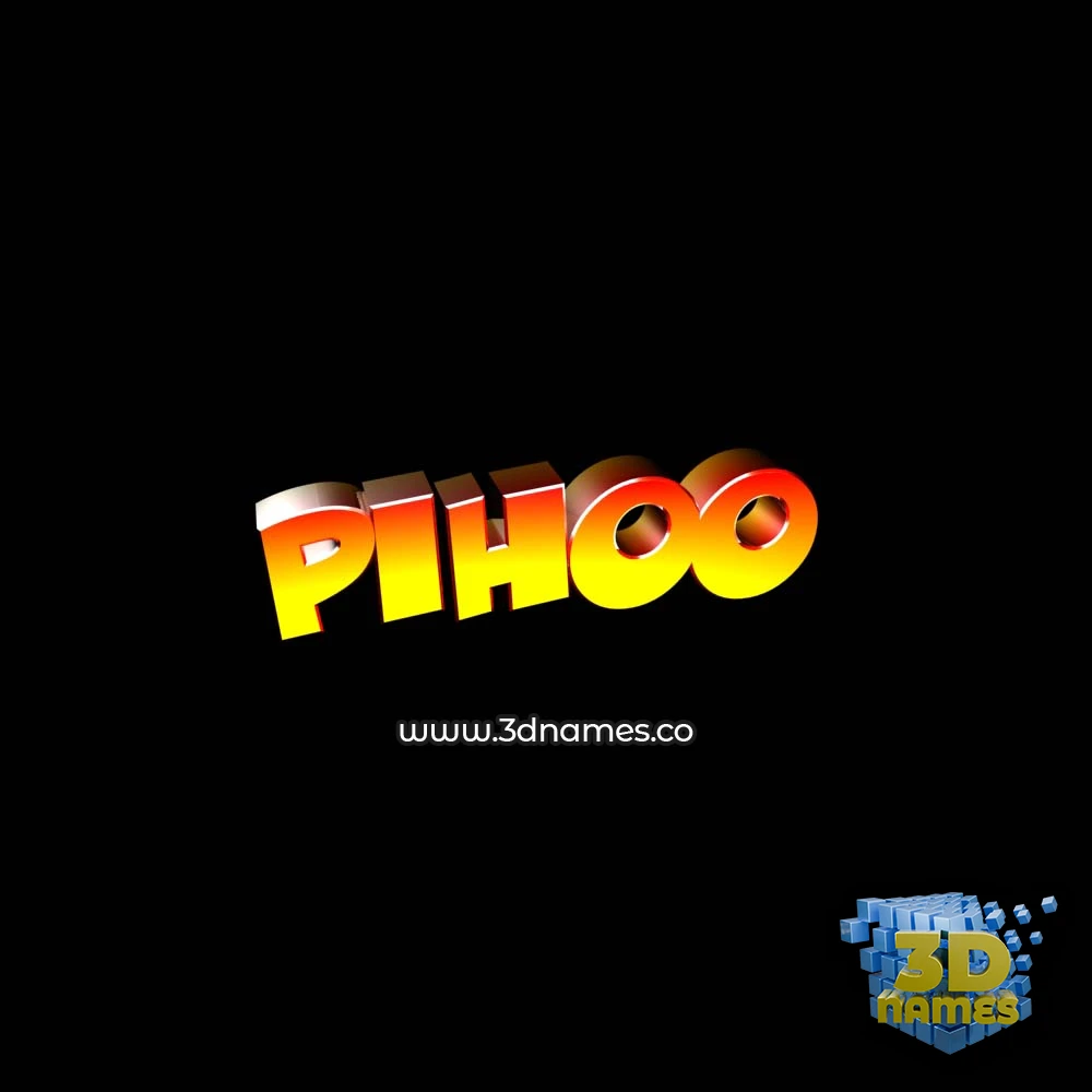 pihoo in Black Background style - 3D name wallpaper