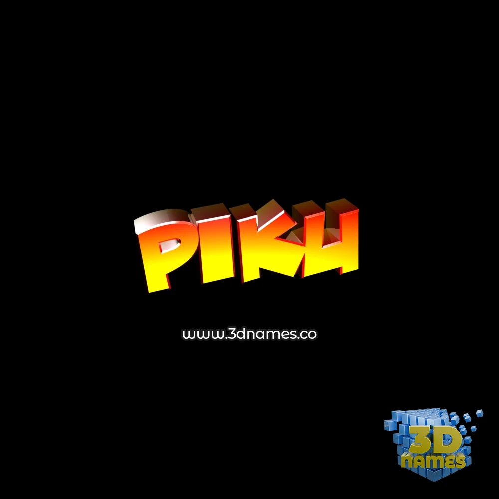 piku in Black Background style - 3D name wallpaper
