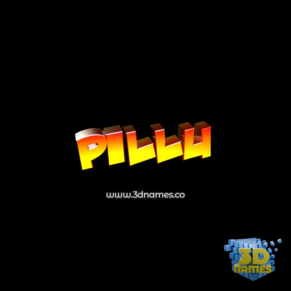 pillu in Black Background style - 3D name wallpaper