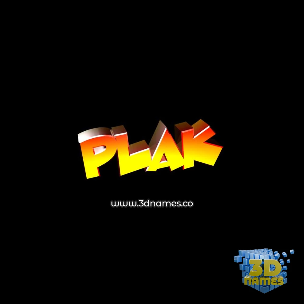 plak in Black Background style - 3D name wallpaper