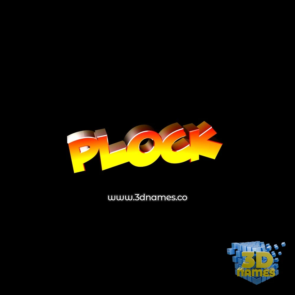 plock in Black Background style - 3D name wallpaper