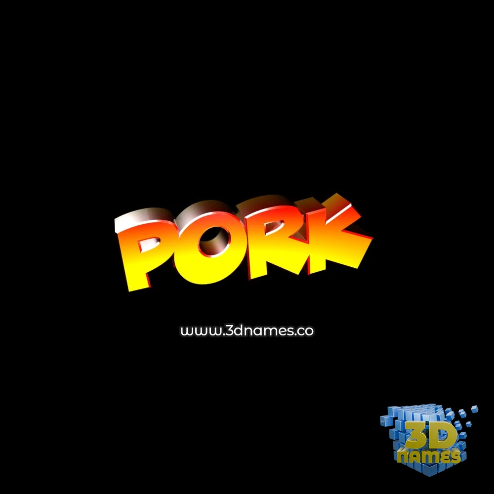 pork in Black Background style - 3D name wallpaper