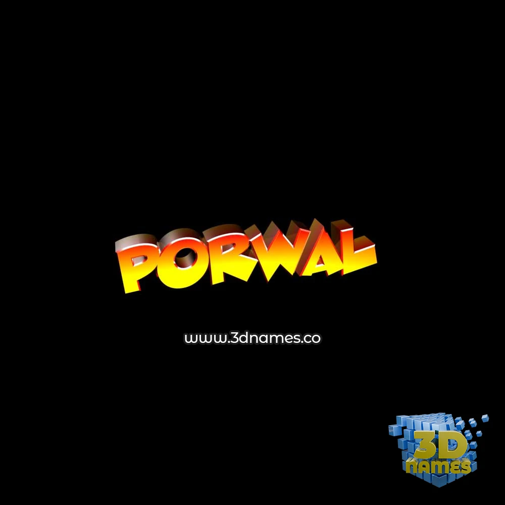porwal in Black Background style - 3D name wallpaper