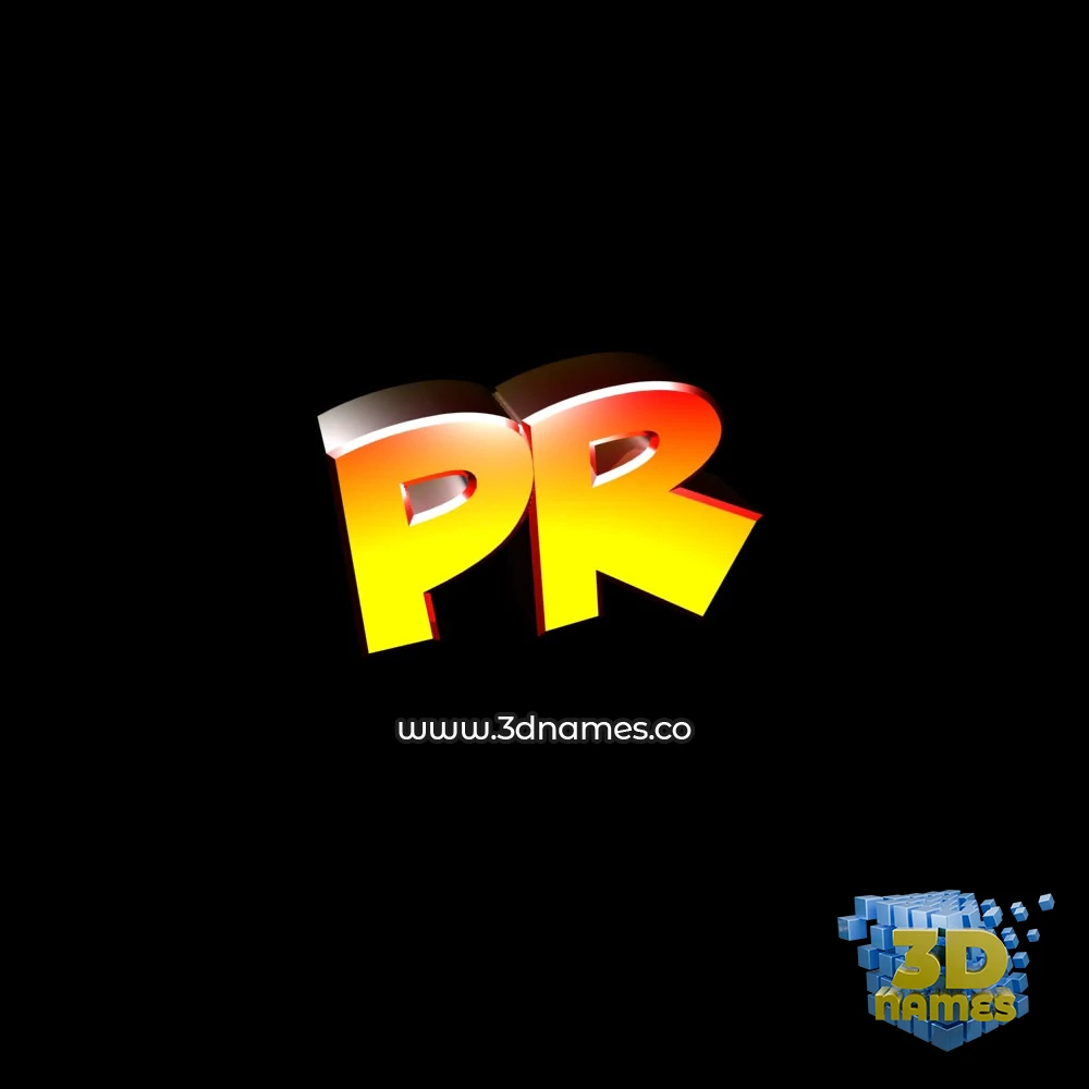 pr in Black Background style - 3D name wallpaper