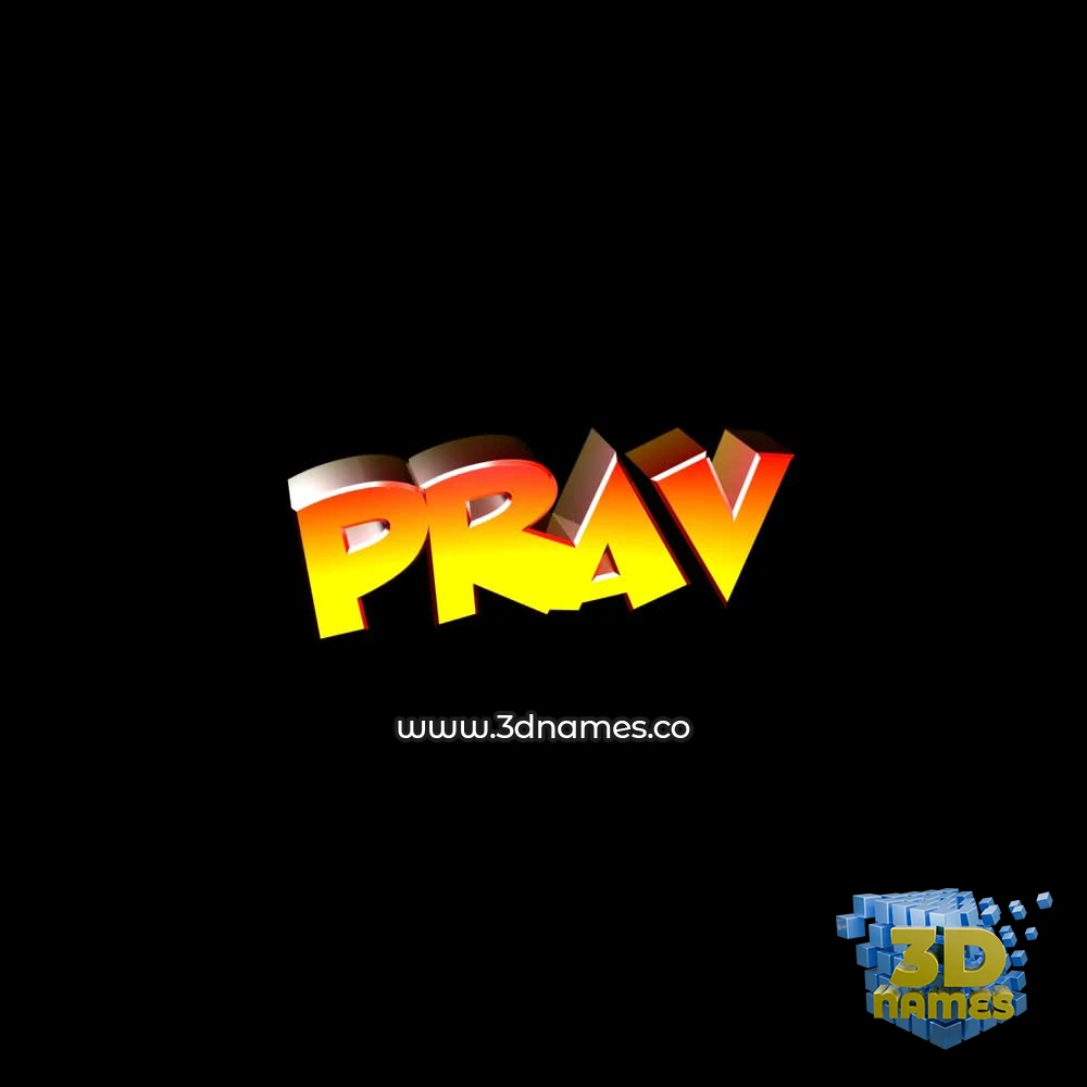 prav in Black Background style - 3D name wallpaper