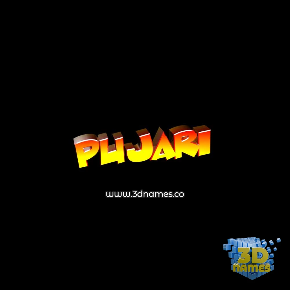 pujari in Black Background style - 3D name wallpaper