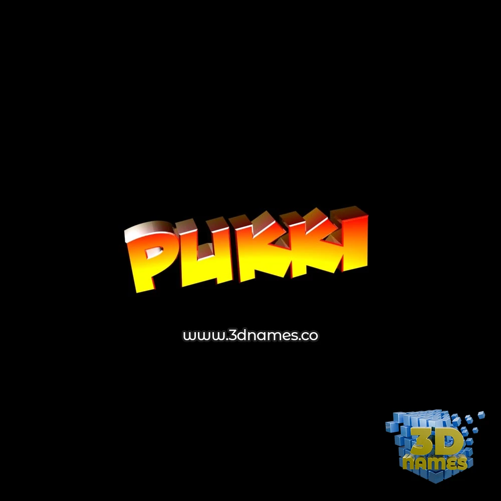 pukki in Black Background style - 3D name wallpaper