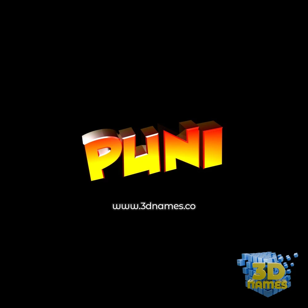 puni in Black Background style - 3D name wallpaper