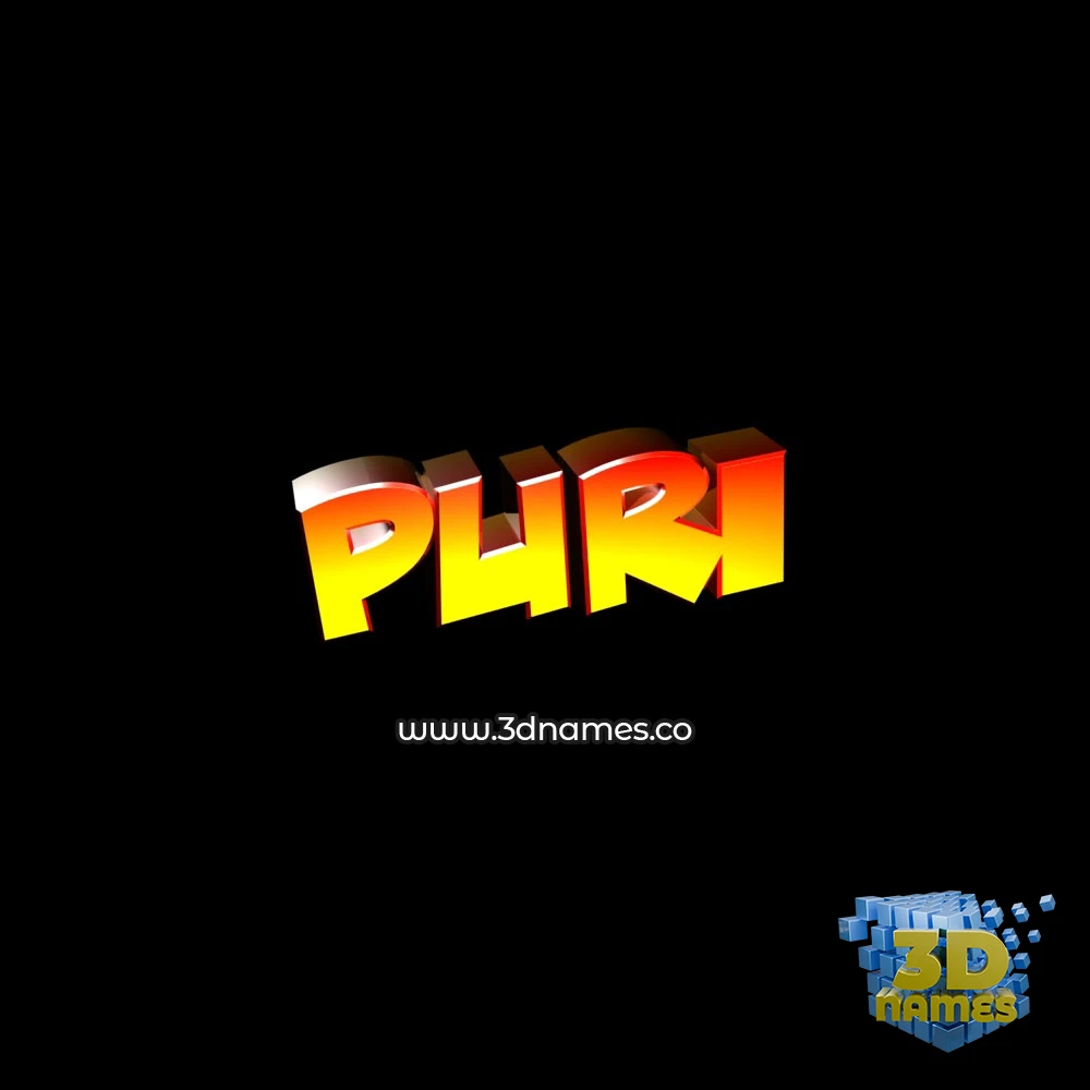 puri in Black Background style - 3D name wallpaper