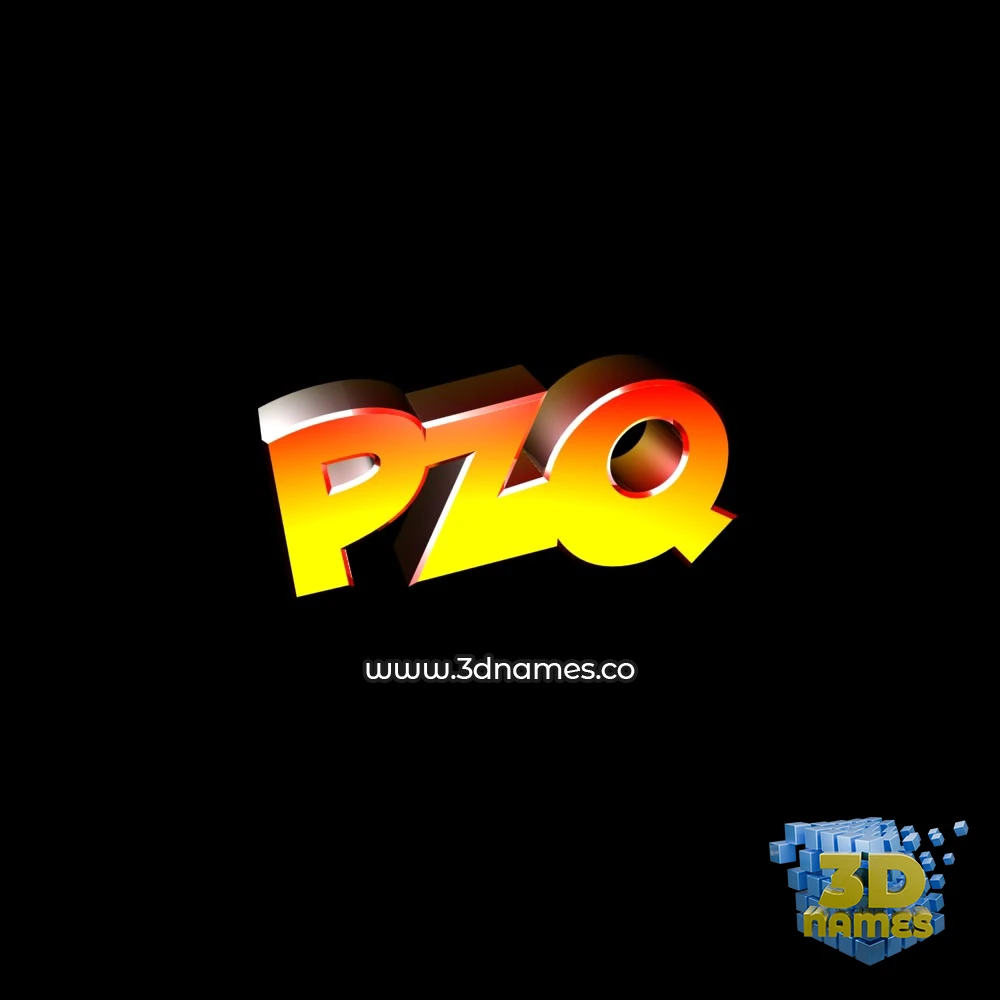 pzq in Black Background style - 3D name wallpaper