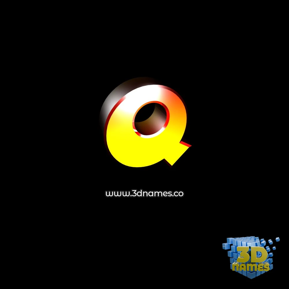 q in Black Background style - 3D name wallpaper