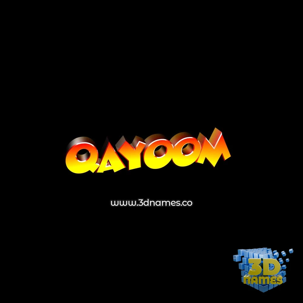 qayoom in Black Background style - 3D name wallpaper