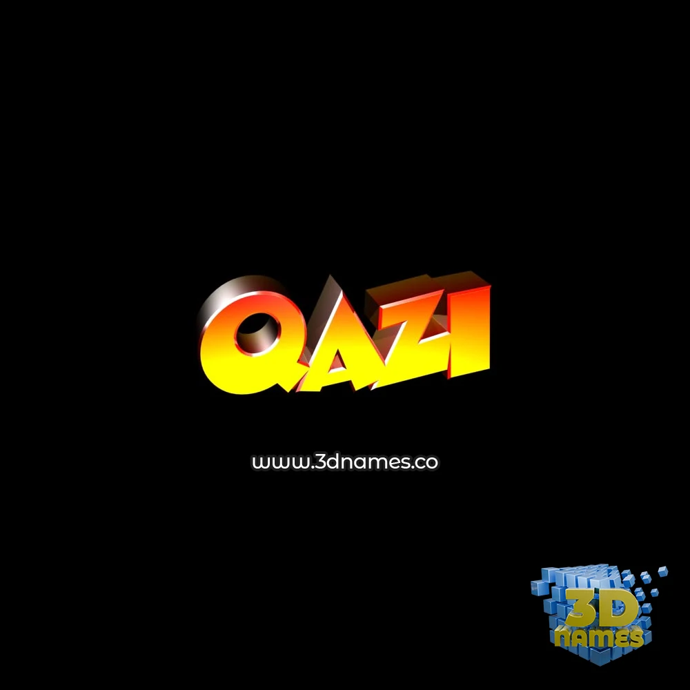 qazi in Black Background style - 3D name wallpaper