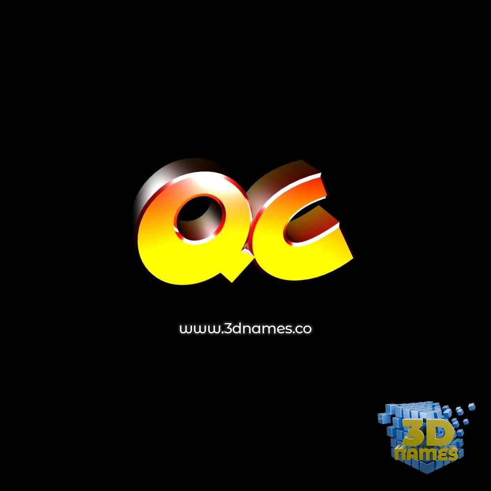 qc in Black Background style - 3D name wallpaper