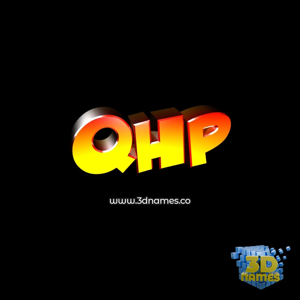 qhp in Black Background style - 3D name wallpaper