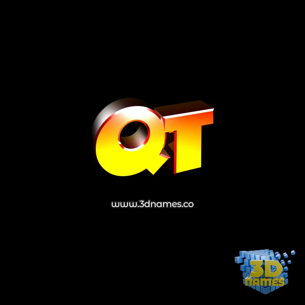 qt in Black Background style - 3D name wallpaper