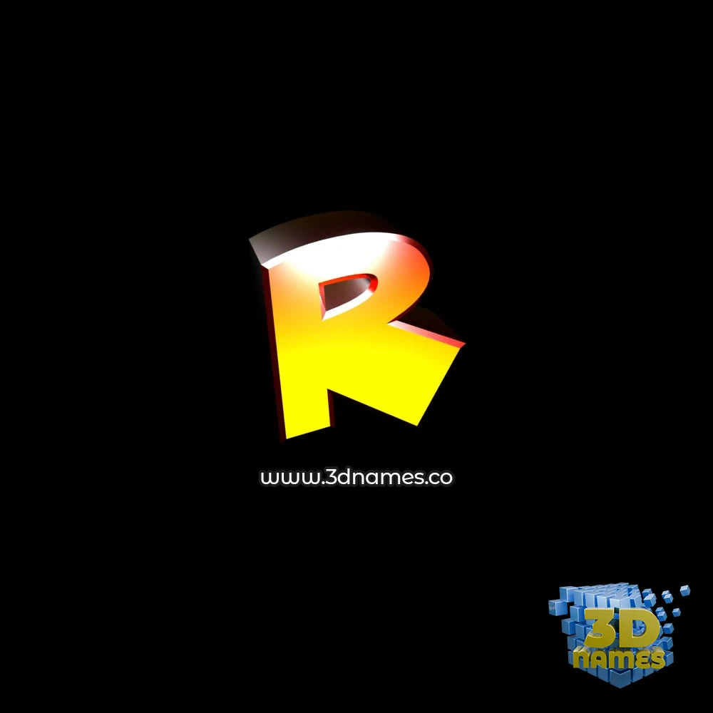 r in Black Background style - 3D name wallpaper