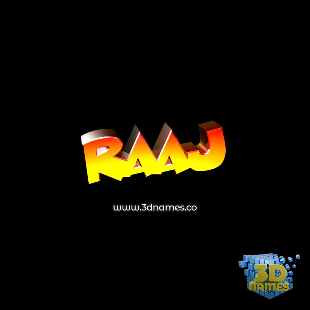 raaj in Black Background style - 3D name wallpaper