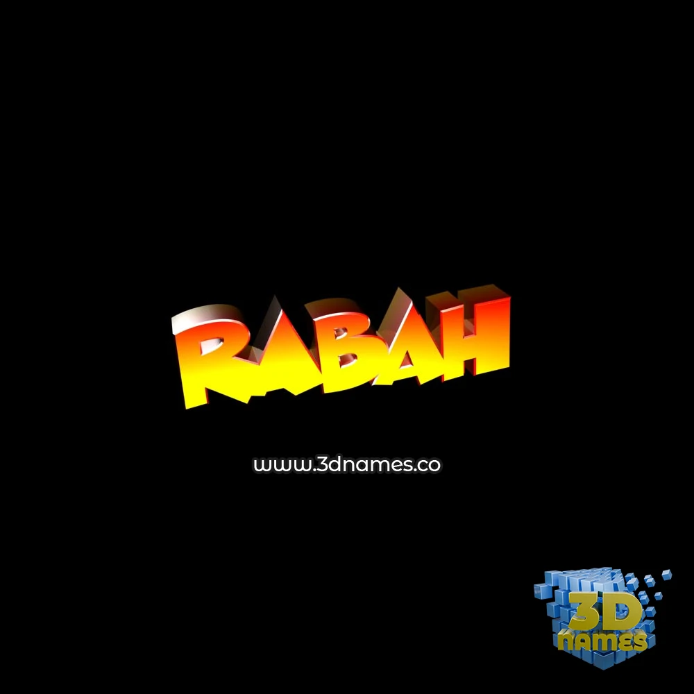 rabah in Black Background style - 3D name wallpaper
