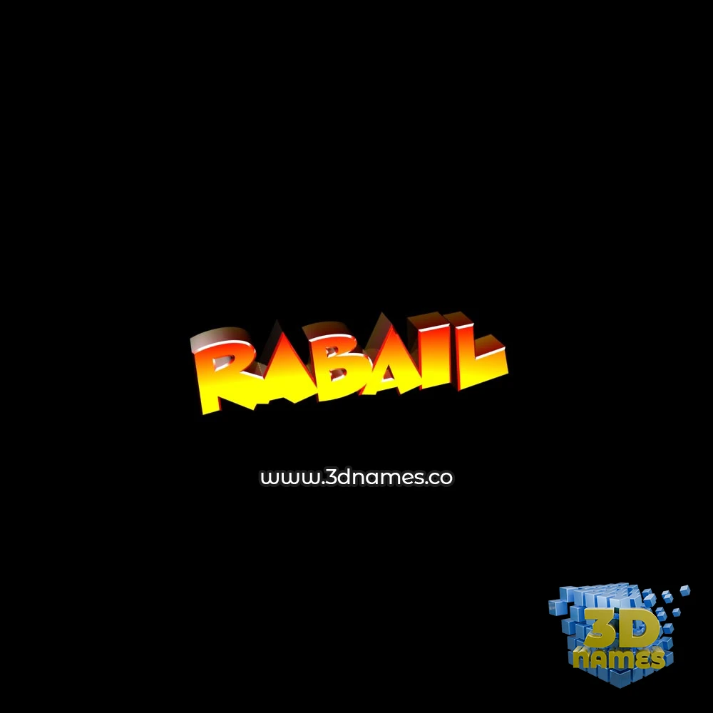 rabail in Black Background style - 3D name wallpaper