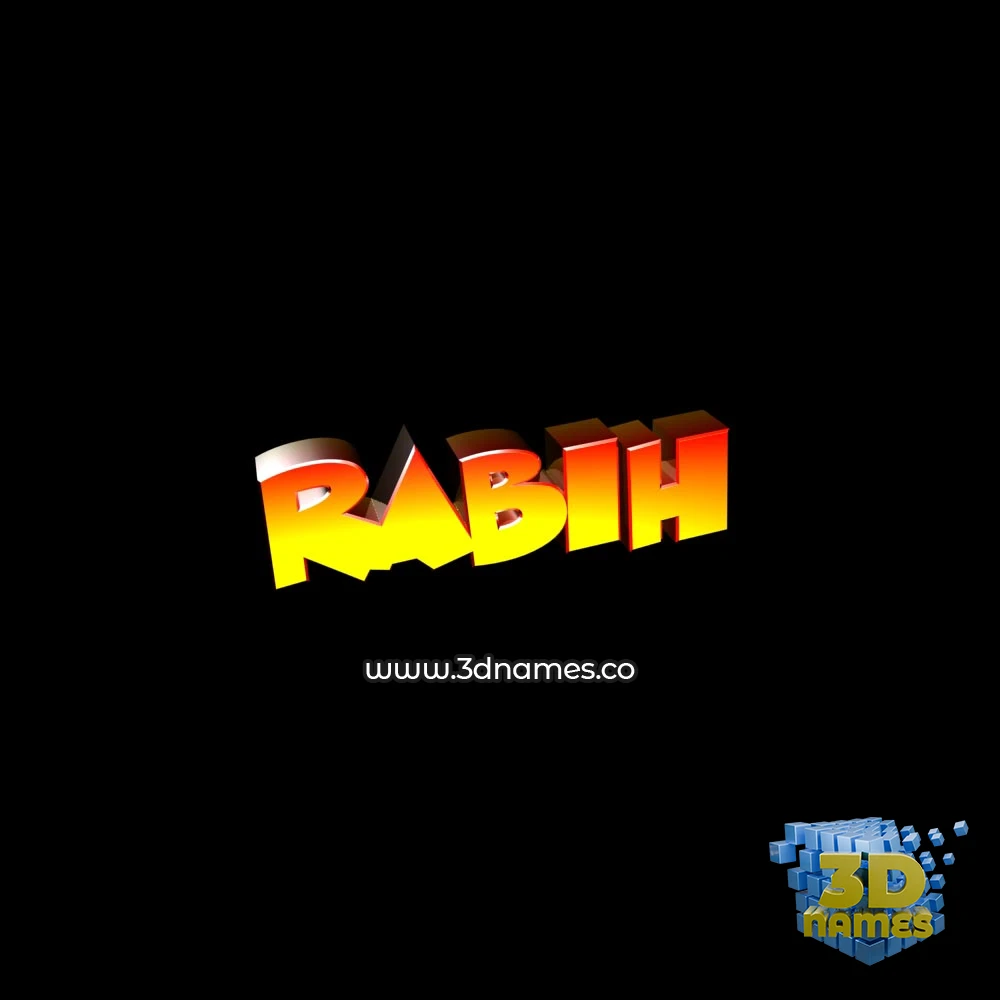 rabih in Black Background style - 3D name wallpaper