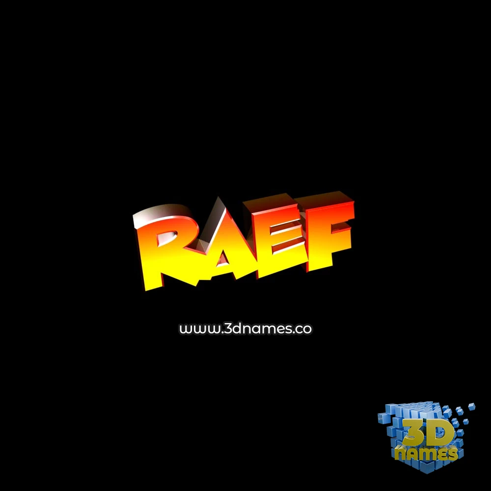 raef in Black Background style - 3D name wallpaper