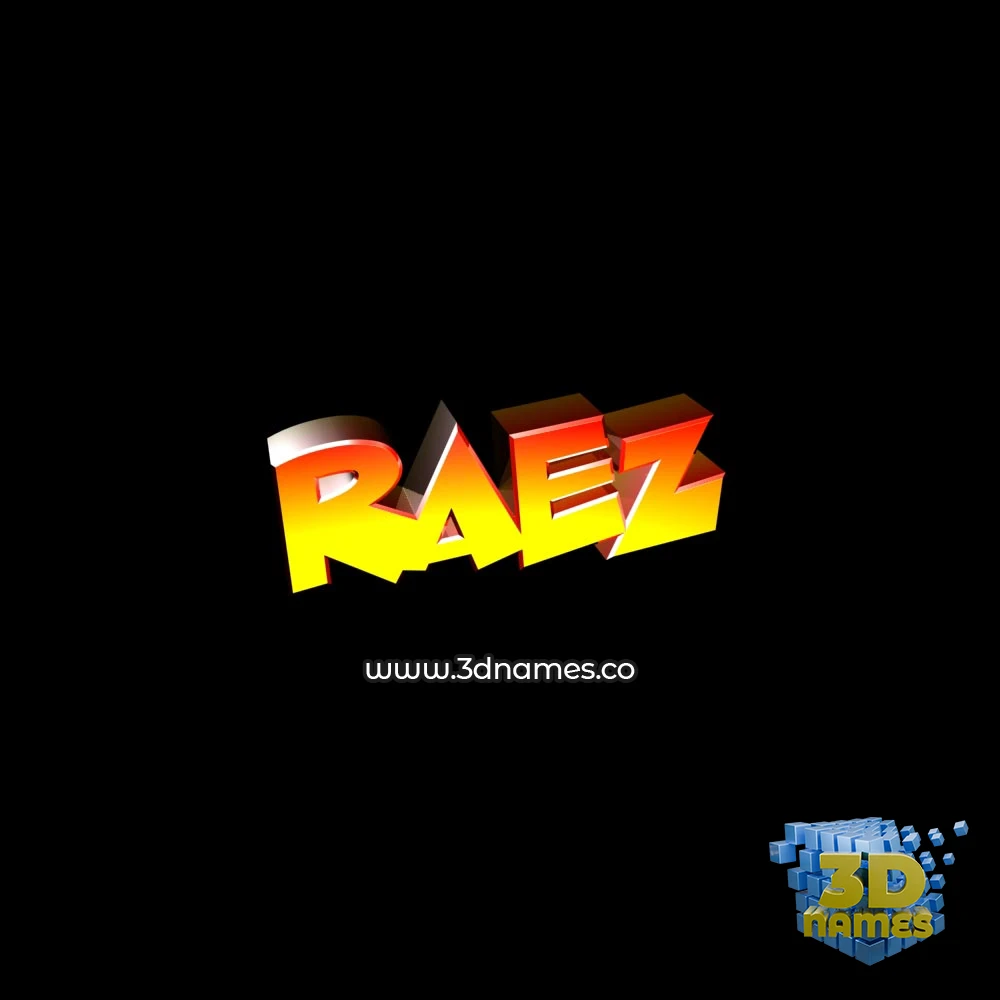 raez in Black Background style - 3D name wallpaper