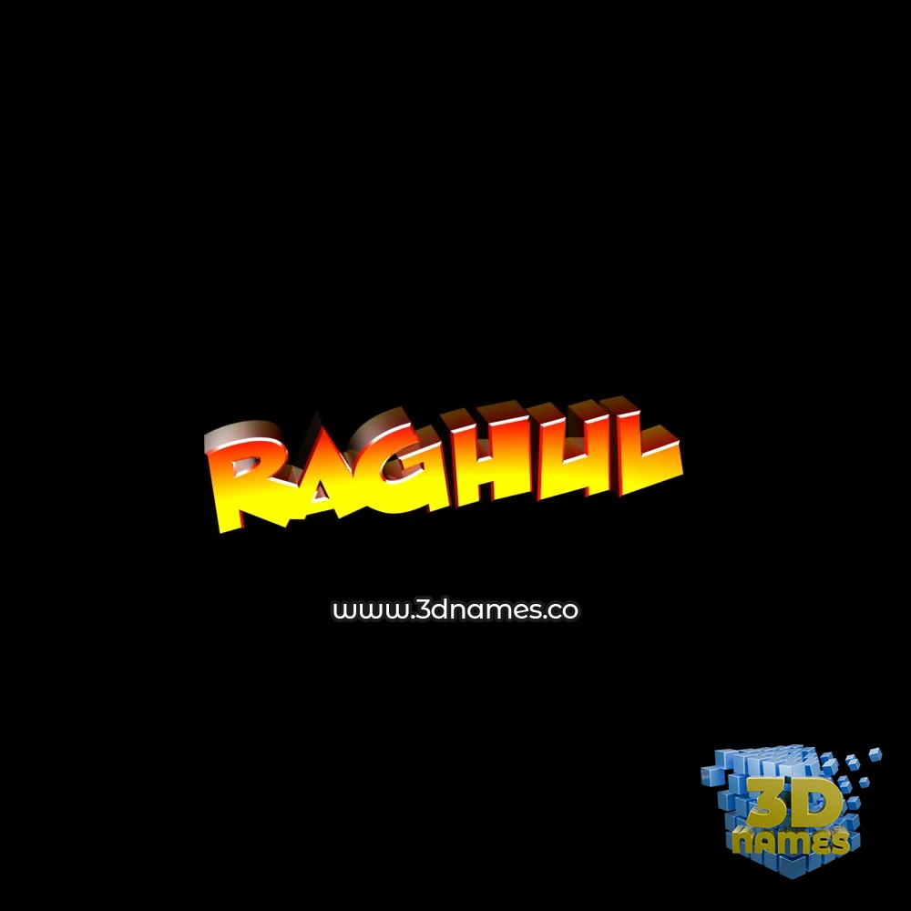 raghul in Black Background style - 3D name wallpaper