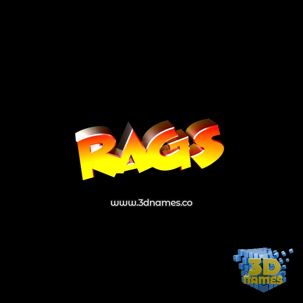 rags in Black Background style - 3D name wallpaper