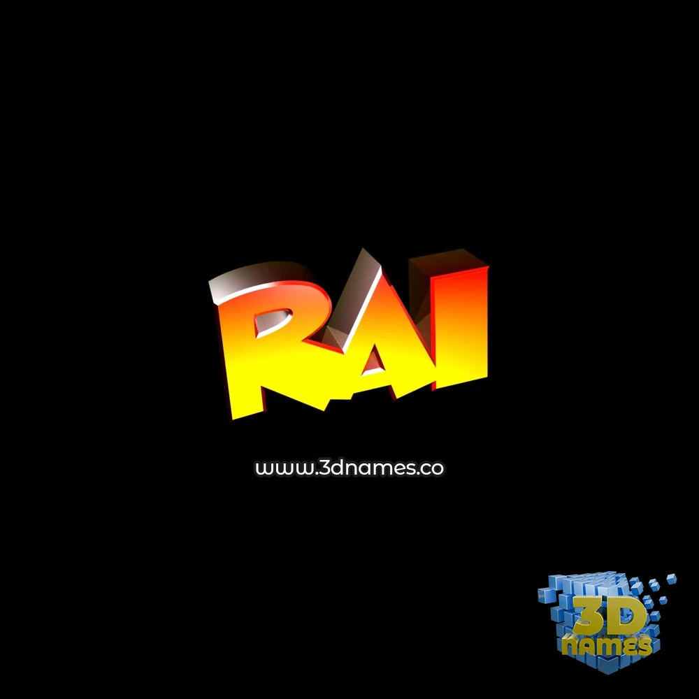 rai in Black Background style - 3D name wallpaper