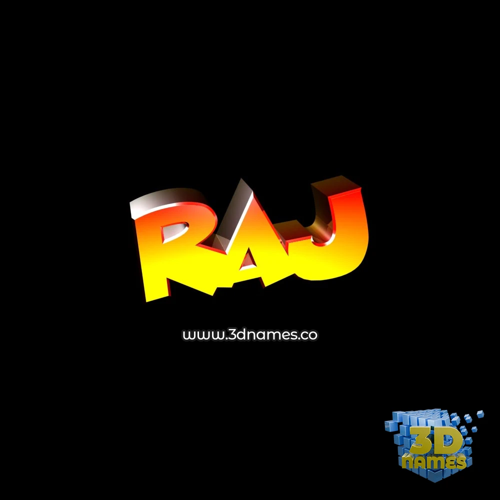 raj in Black Background style - 3D name wallpaper