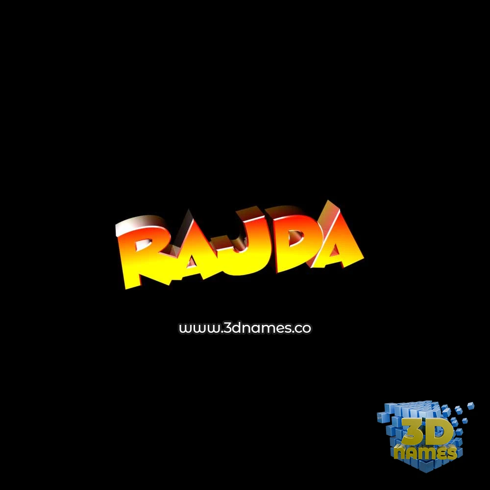 rajda in Black Background style - 3D name wallpaper