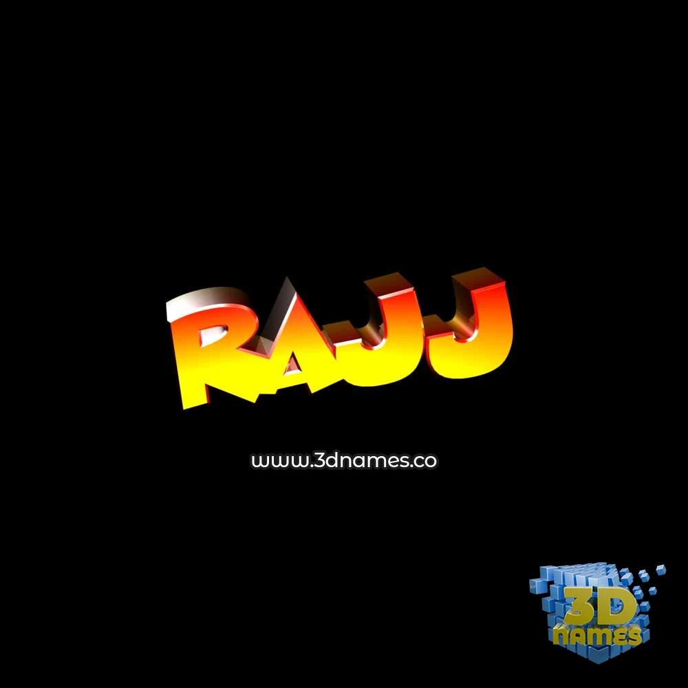 rajj in Black Background style - 3D name wallpaper