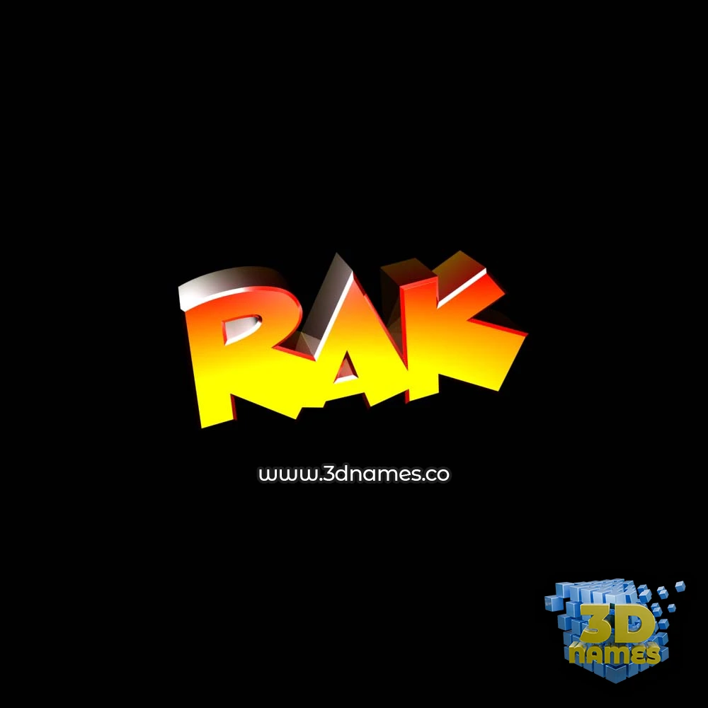 rak in Black Background style - 3D name wallpaper