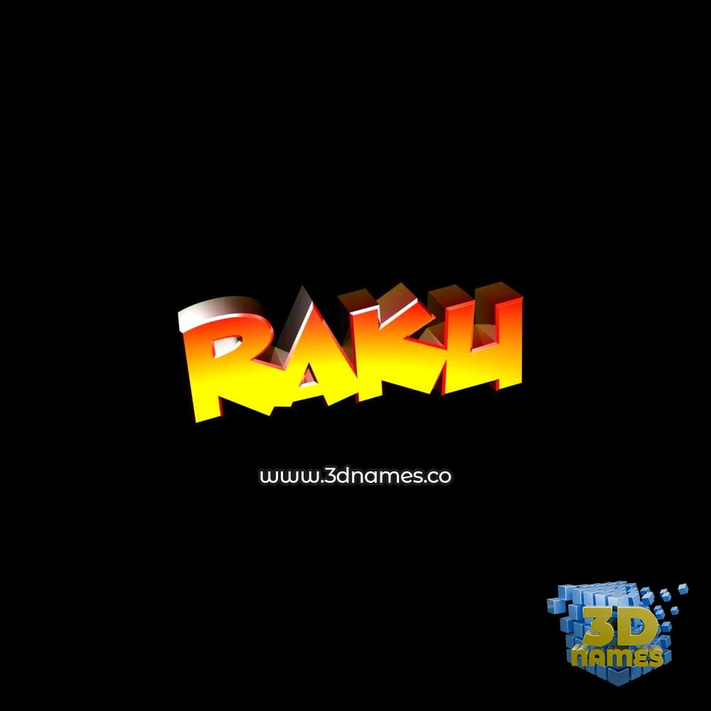 raku in Black Background style - 3D name wallpaper