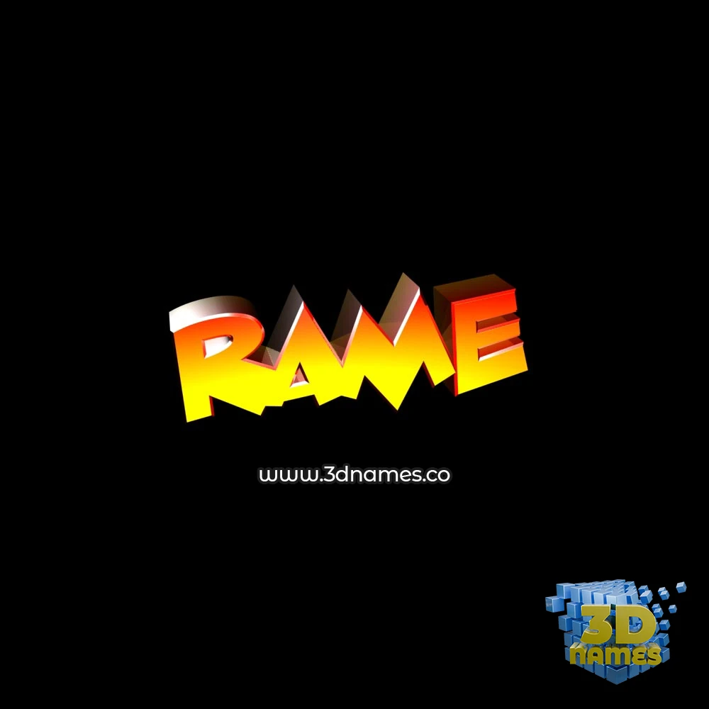 rame in Black Background style - 3D name wallpaper