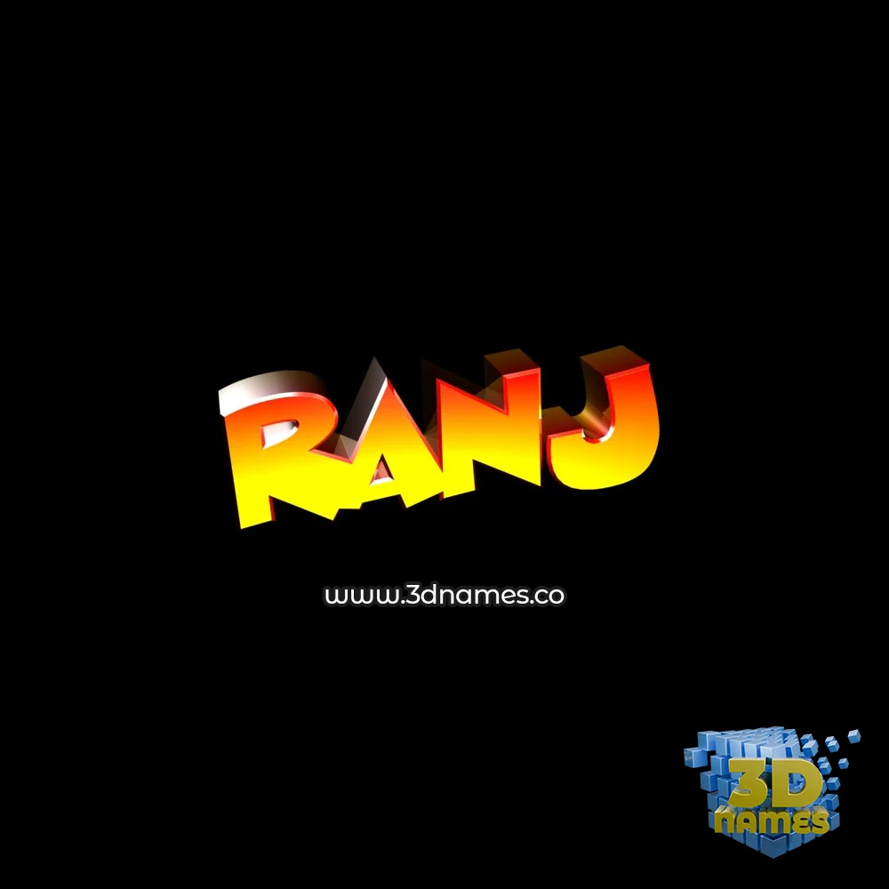 ranj in Black Background style - 3D name wallpaper