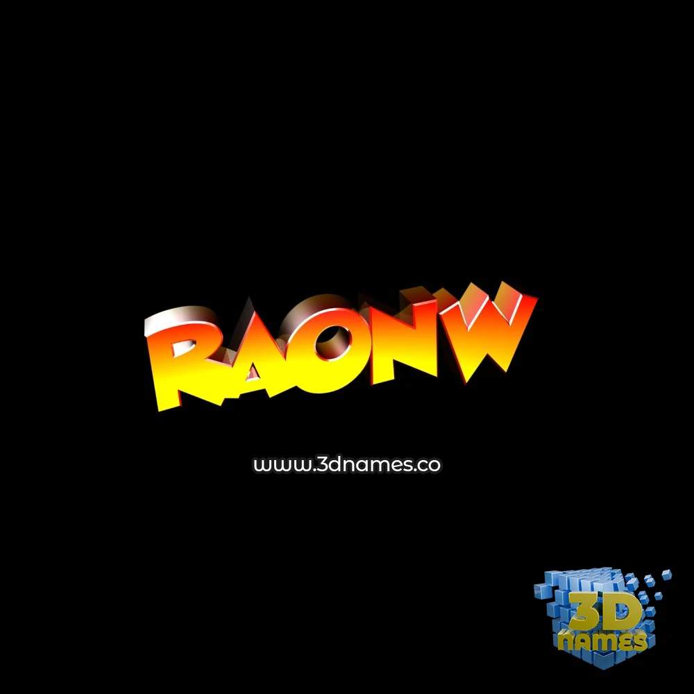 raonw in Black Background style - 3D name wallpaper