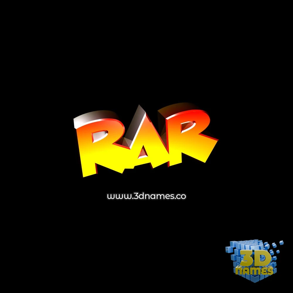 rar in Black Background style - 3D name wallpaper