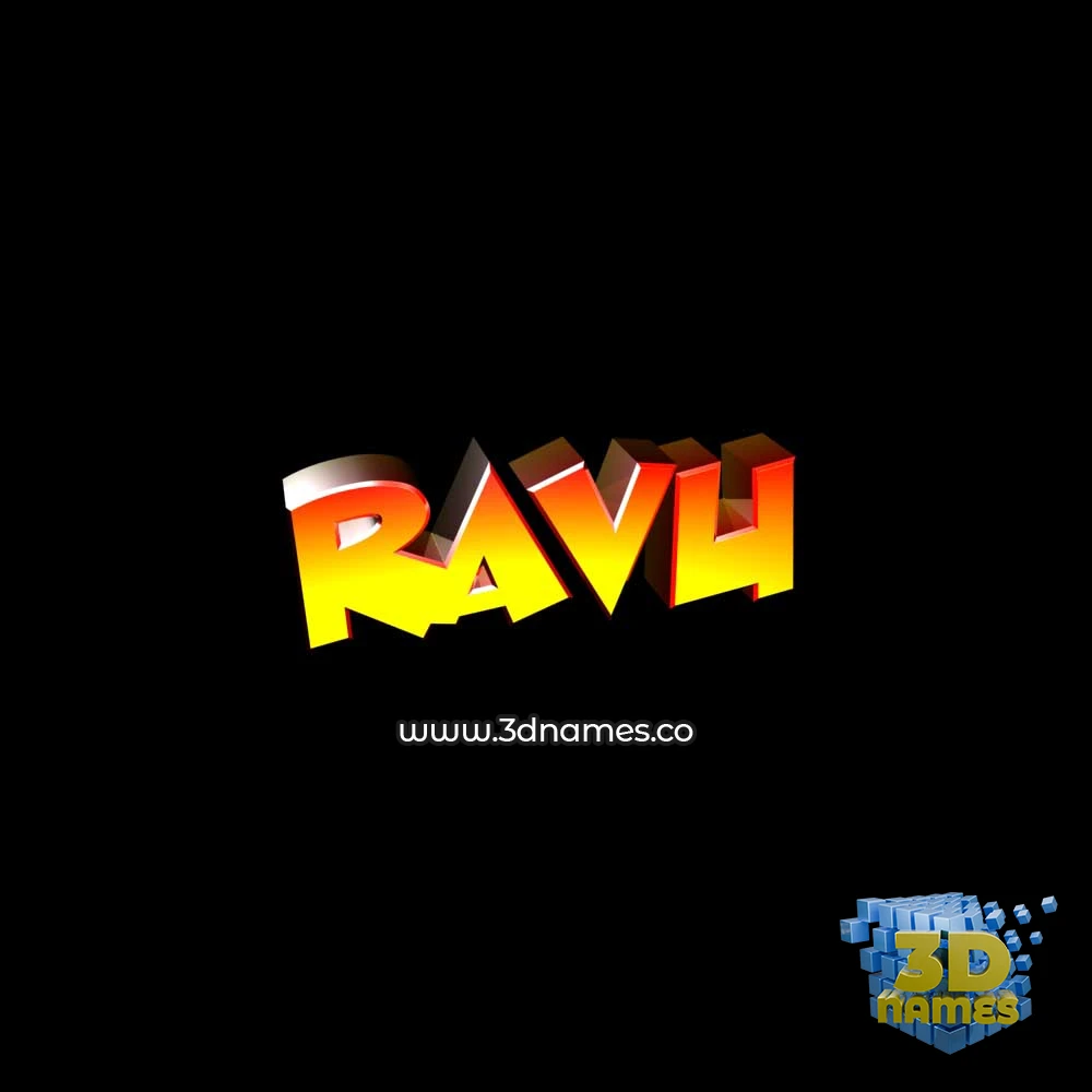 ravu in Black Background style - 3D name wallpaper