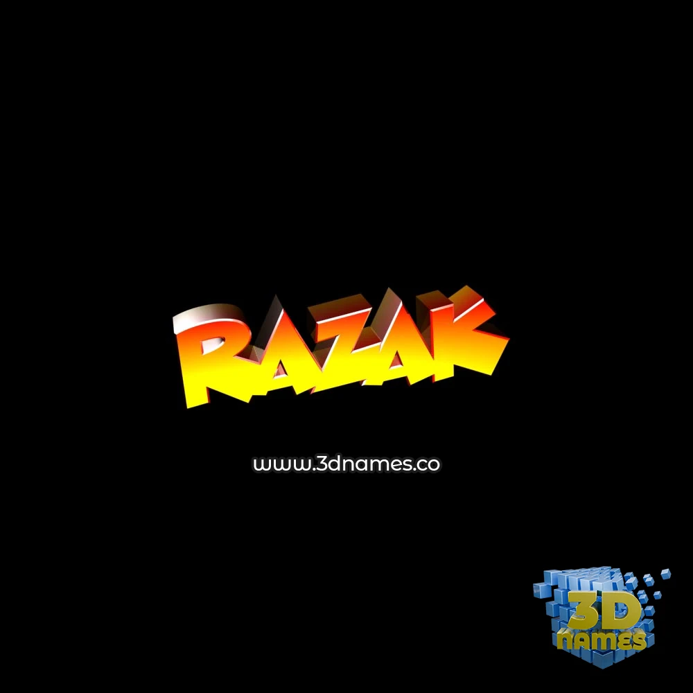 razak in Black Background style - 3D name wallpaper